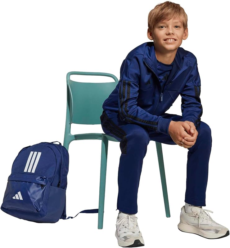 Unisex - Adulto Classic Three Stripes Back To School Backpack, Dark Blue / White, One Size — foto 2 di 8