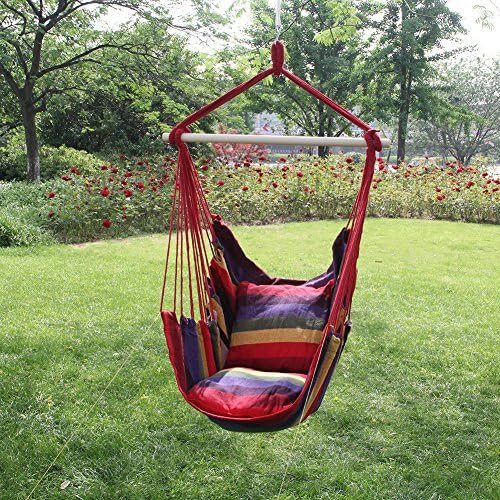 Garden Hanging Rope Chair Cotton Padded Swing Chair Hammock Seat Canvas