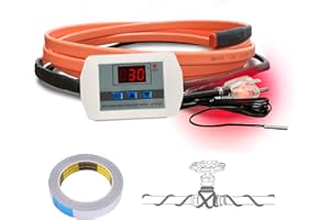 Cupohus Heat Tape for Water Pipes with Digital Display Thermostat 3FT, Freeze Protection Self-Regulating Heat Trace Cable for Metal, Plastic Home Pipes, Roof and RV