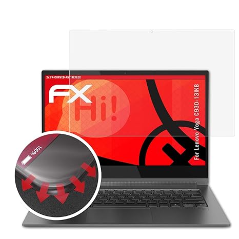atFolix Schutzfolie passend für Lenovo Yoga C930-13IKB Folie, entspiegelnde und Flexible FX Displayschutzfolie (2X)