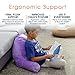 Cheer Collection Reading Pillow with Arms – Portable Bed Pillow for Sitting Up & Support, Foam-Filled Back Rest Pillow for Sitting in Bed & Couch, Machine Washable, Purple