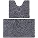 Vdomus Microfiber Bathroom Contour Rugs Set of 2 (Dark Gray)
