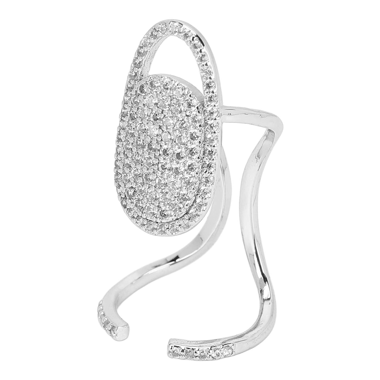 ZJchao Nail Art Decoration - Rhinestone Fingernail Rings, Finger Decoration Rings for Parties, Sliver