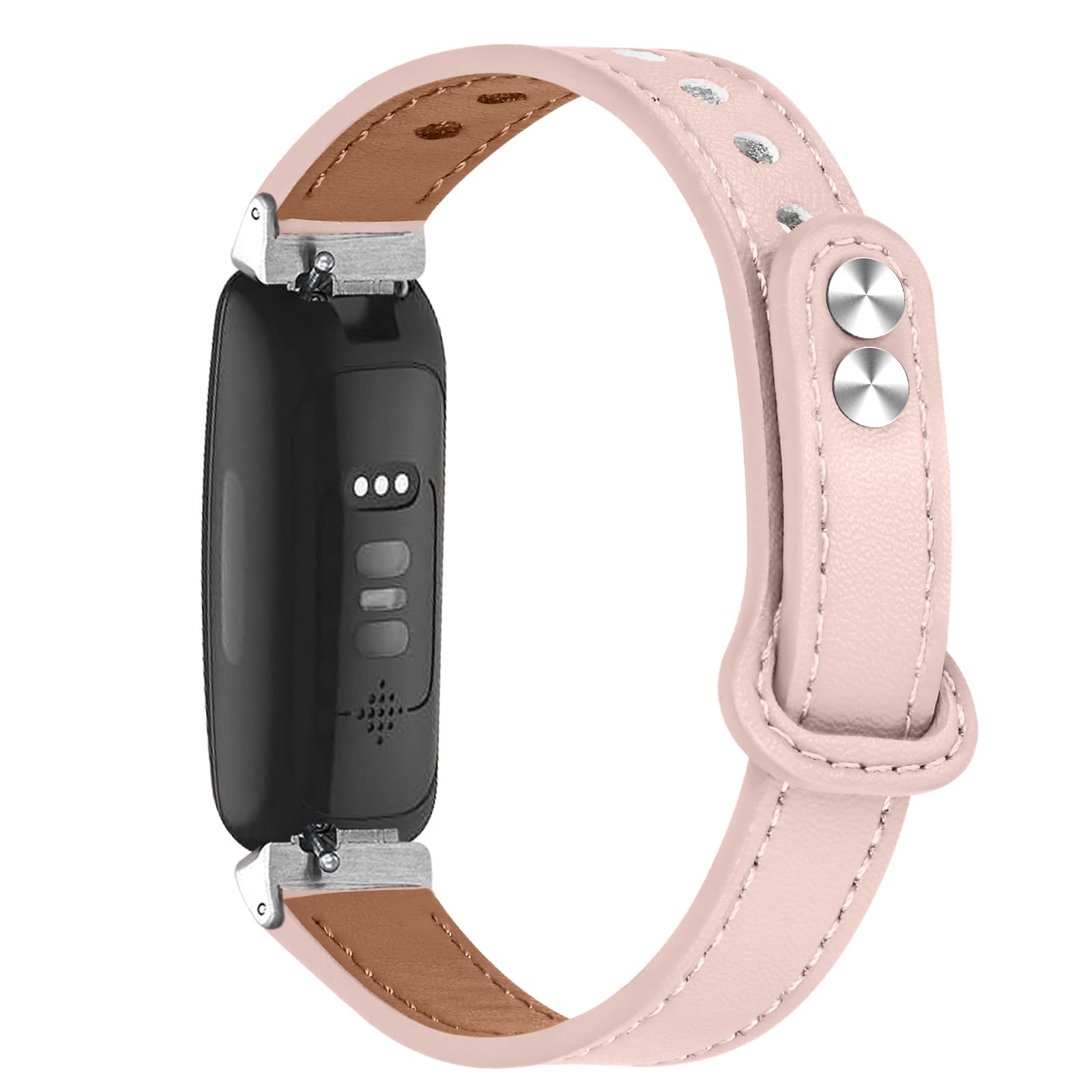 Gimuk Leather Strap Compatible with Fitbit Inspire 2 Strap Women Men, Genuine Leather Sport Wristband Replacement bands Bracelet for Fitbit Inspire HR/Inspire/Ace 2/Ace 3 (Pink)