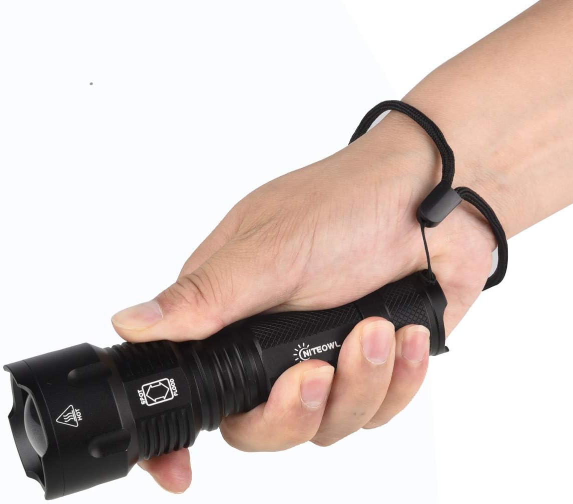 NiteOwl Super Bright Tactical LED AAA Flashlight, Handheld, Water Resistant, Zoomable, 5 Modes, High Lumens, Perfect for Camping, Hunting, Any Outdoor Use (AAA Batteries Included) - - 