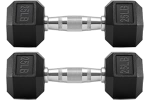 Raganet, Juego de Mancuernas Hexagonales de 10/15/20/25 lb, 2 Pesas de Hierro Fundido con Recubrimiento de Neopreno, Agarre Antideslizante, Entrenamiento en Casa o Gimnasio, Uso Profesional