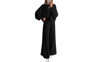 PRETTYGARDEN Women 2 Piece Outfits 2025 Fall Sweatsuits Crewneck Sweatshirt Wide Leg Sweatpants Lounge Sets Tracksuit