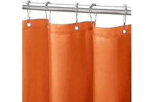 Gibelle Orange Fabric Shower Curtain or Liner, 72x72 Waterproof Shower Curtain Liner for Bathroom with Metal Grommets and 12 Plastic Hooks, Soft Cloth & Hotel Quality, Machine Washable