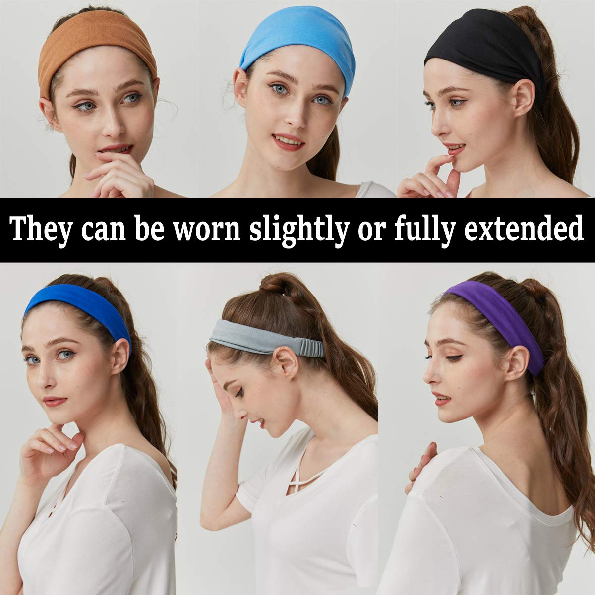 QING Headbands for Women Sweat Wicking Scarf Bandana Workout Headband Wrap Pack of 6: Sports & Outdoors