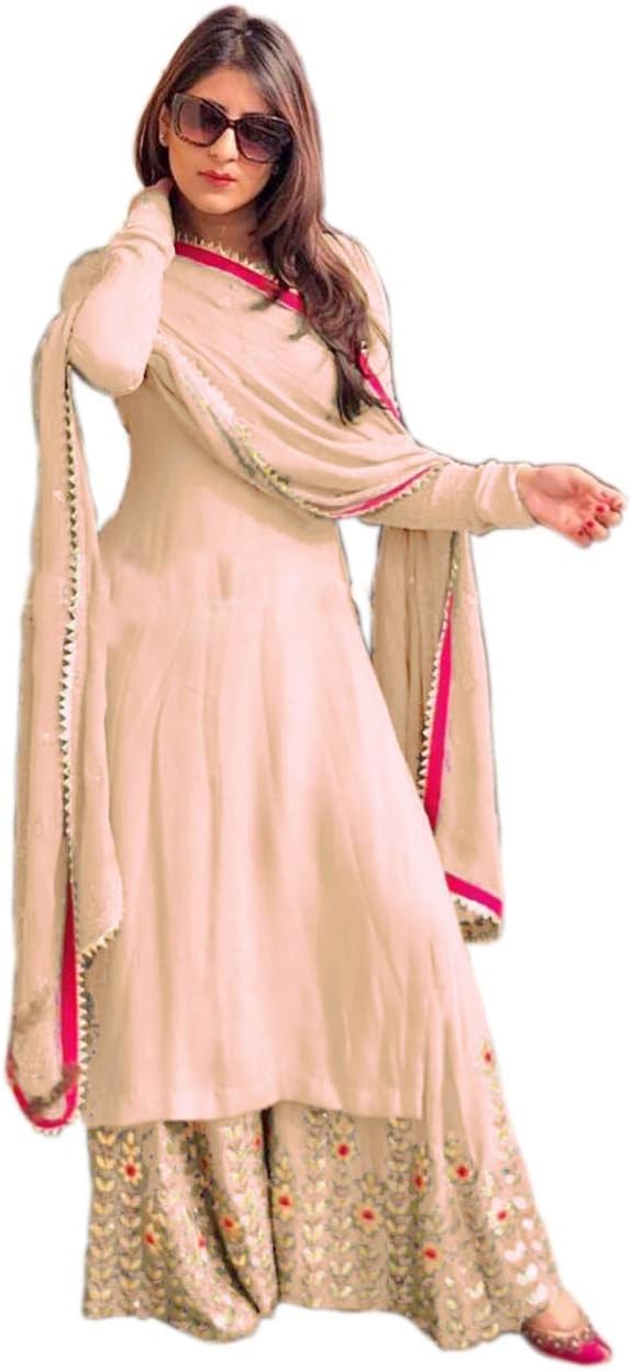 Nancy Fab Women's Tapeta Silk Suit Piece Plain Long Gowns With Dupatta (Free Size)