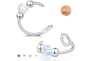 GREETING CARD EARRINGS Fake Nose Ring Hoops Opal Fake Septum Nose Piercing Jewelry 20G Clip On Surgical Steel Faux Nose Rings for Women Men Non Pierce Lip Ear Cartilage Helix Rings No Piercing Body Jewelry