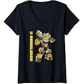 Womens Transformers Bumblebee Autobots Epic Pose Portrait V-Neck T-Shirt