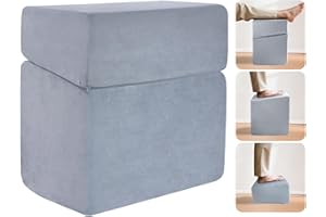 DROUNPHI Adjustable Foot Rest for Under Desk - 3-in-1 Ergonomic Foot Stool with Zipper Connection, 6.3"/11.8"/16" Height Adjustable for Office, Home & Gaming (Gray)