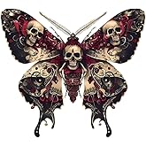 2 PCS Gothic Skull Butterfly Vinyl Decals - Waterproof Removable Stickers for,Car, Truck Motorcycle, Laptop - Dark Art Decorative Sticker (Z003)