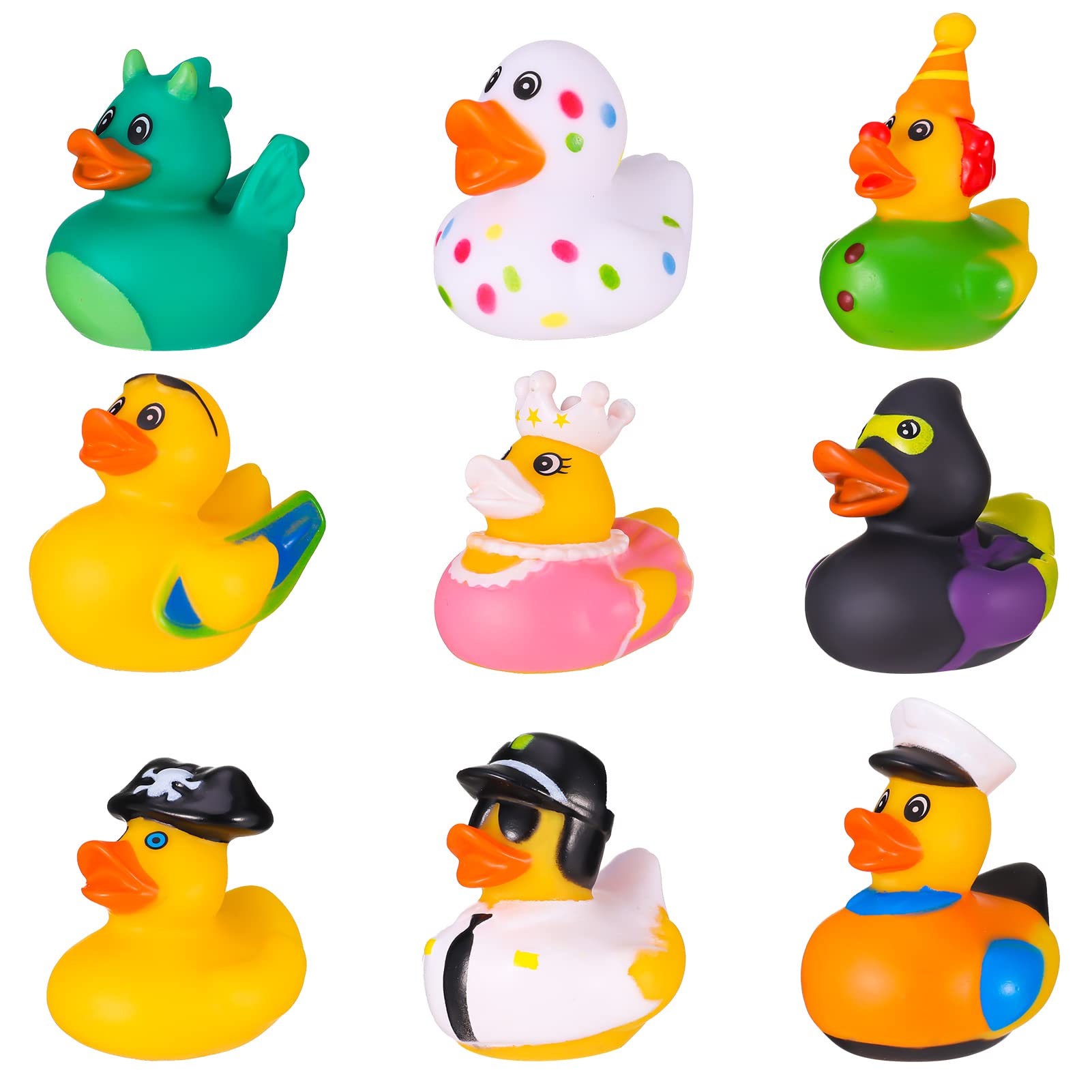 FRIUSATE 9 Pcs Rubber Ducks Bath Toys Cute Float Duck Toys Kids Bath Toys For Baby Bath, Kids, Car, Motorcycle, Helmet, Bike Decoration
