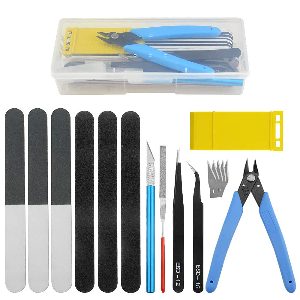 BGTXINGI 17Pcs Modeler Basic Tools Craft Set with Plastic Box for Model Assemble, Car Hobby, DIY Craft Kit