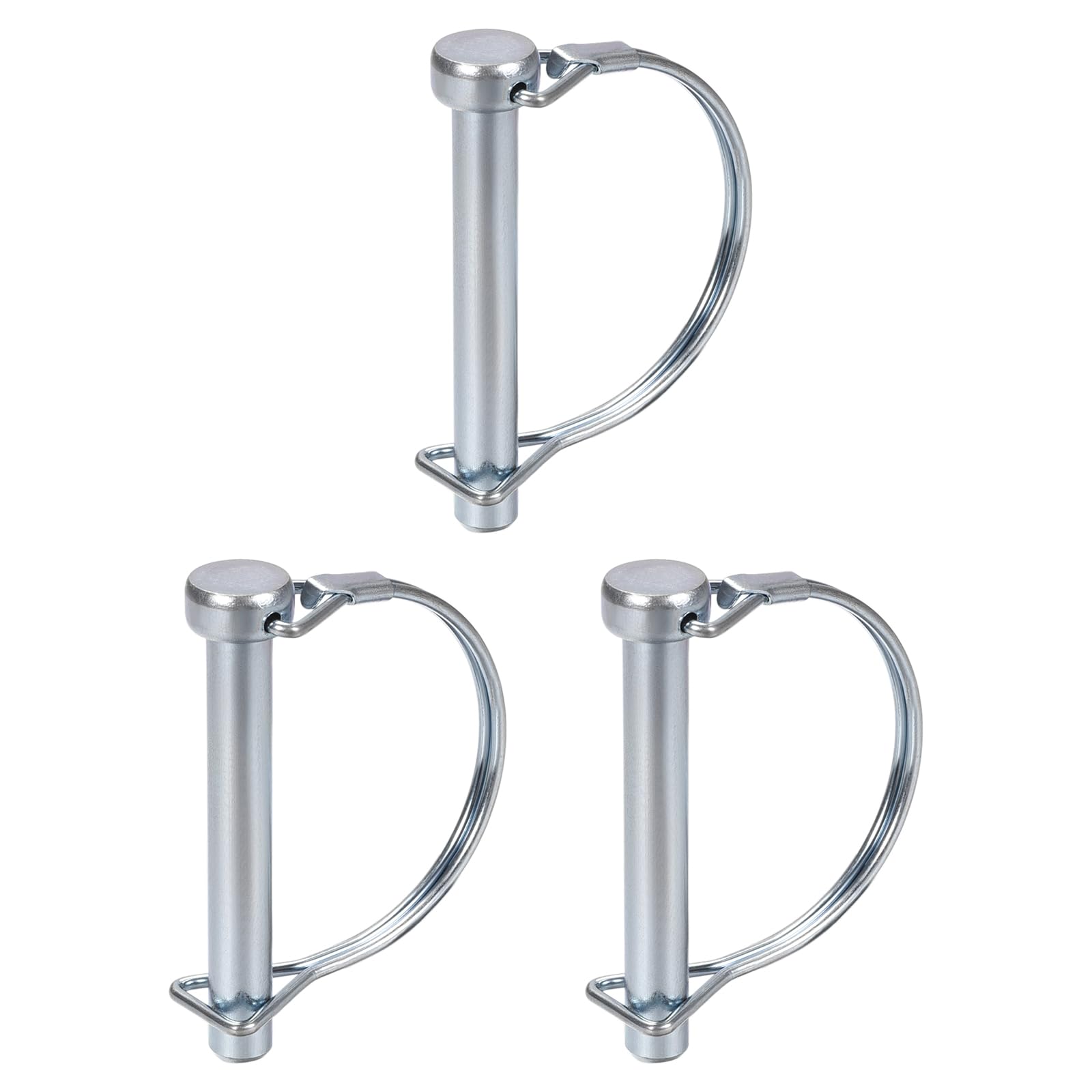 DTGN 9.5mm x 65mm (DxL) Shaft Locking Pin - 3Pack - Good for Farm Trailers Lawn - Carbon Steel Round Trailer Coupler Pin - Silver Tone