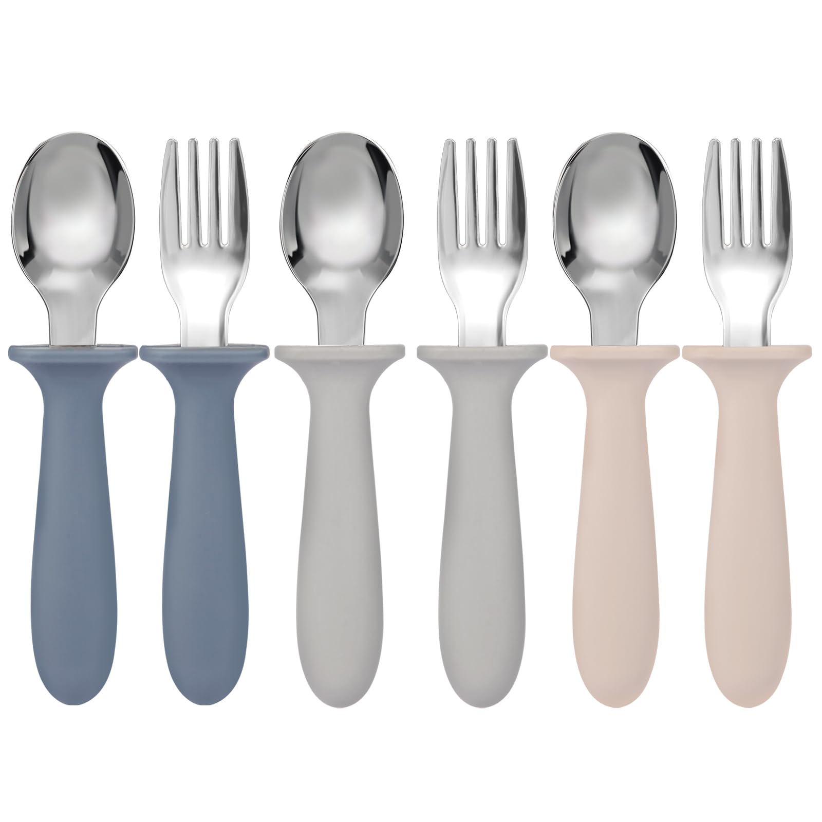 Eascrozn Toddler Forks and Spoons Set, 6 Pack Toddler Utensils, BPA Free