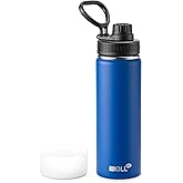 Mollcity 22 oz Water Bottle-Stainless Steel Vacuum Insulated Sports Water Bottle with Leak Proof Spout Lid-Reusable Metal Wide Mouth Water Flask for Travel(Navy)