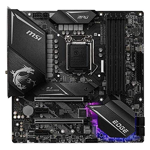 MSI MPG Z490M GAMING EDGE WIFI Motherboard mATX, LGA1200, DDR4, LAN, 802.11ax WiFi 6 + Bluetooth 5.1, USB 3.2 Gen2, Type C, M.2, RGB Mystic Light, DisplayPort, HDMI, Gen 4 Ready, 10th Gen Intel Core