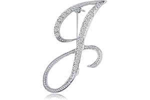 ETHOON Letter Brooch Pins Initial Rhinestone Brooch for Women Crafts Silvery A-Z