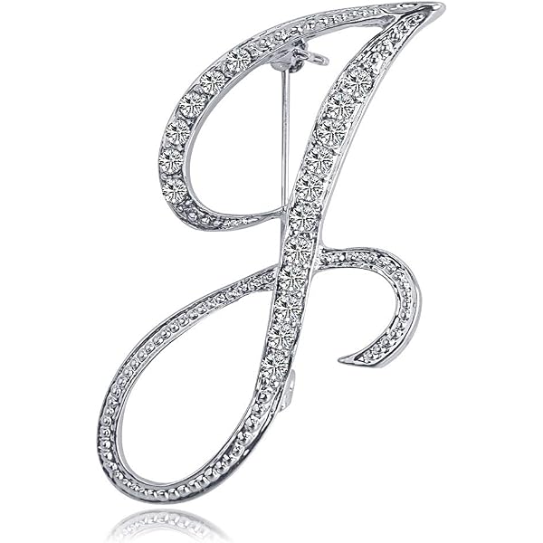 Silver Crystal Initial Letter Brooch Pin - A-Z Alphabet Rhinestone Lapel Badge For Gifts - View #9