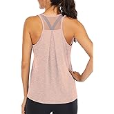 ICTIVE Workout Tops for Women Loose Fit Racerback Mesh Backless Muscle Tank Running Shirts