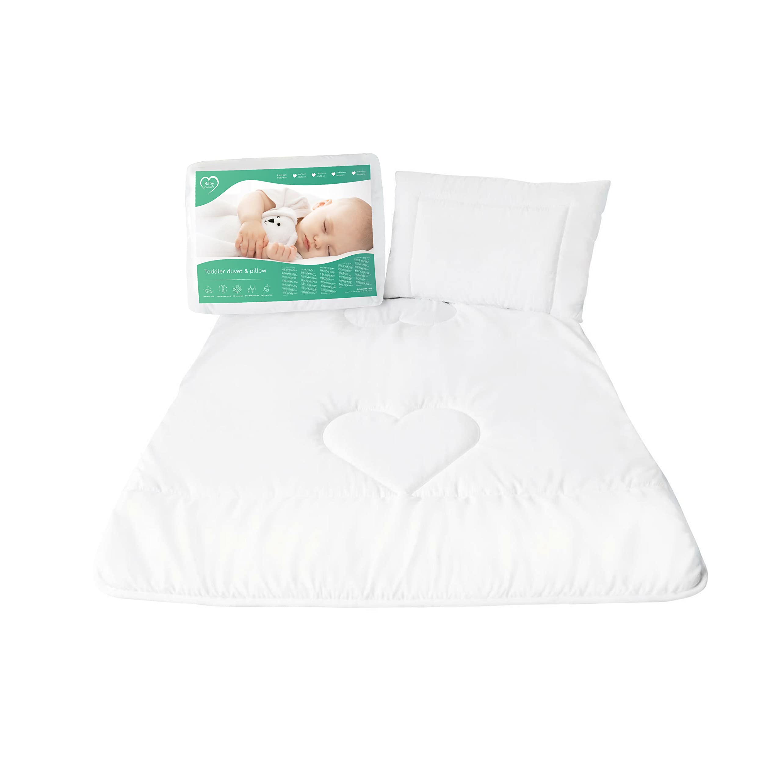 Baby Comfort 4.5 Tog Duvet and Pillow Set 80x70 cm (12M+) Breathable & Machine Washable Anti-Allergy Bedding