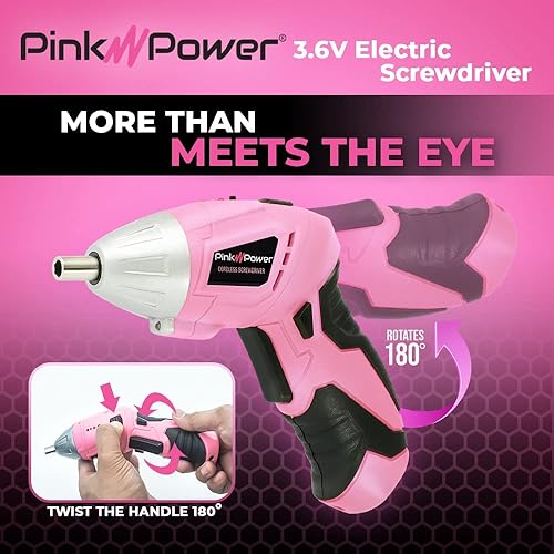 Pink Power Cordless Screwdriver Set Electric Screwdriver - Main Image