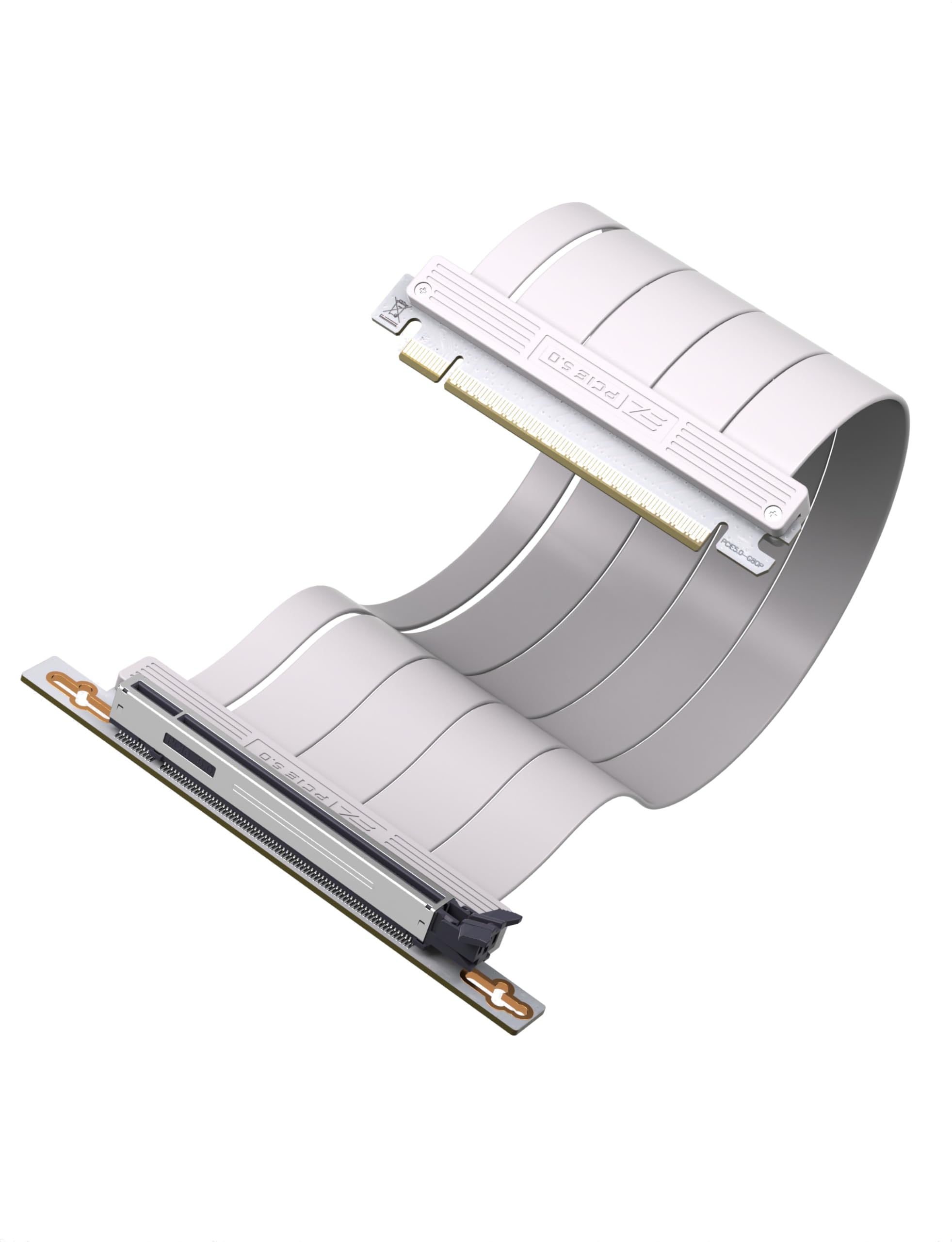Photo 1 of EZDIY-FAB PCIe 5.0 X16 Riser Cable,128GB/s Bandwidth, for RTX 50/40 & RX 9000/7000 GPUs, PCIe Extension Card, Backward Compatible with PCIe 4.0/3.0,Vertical GPU Mount,Right Angle-30cm,White