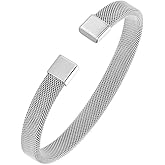 Mystigrey Men Jordan Stainless Steel Bangle | Mesh Bracelet in Black, Silver or Rose | Gift