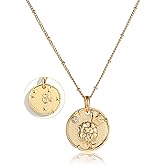 Zodiac Necklace for Women 18k Gold Constellation Pendant Crystal Zirconia Necklace Astrology Jewelry Birthday Gifts for Women, Necklace for Mom and Wife Daughter