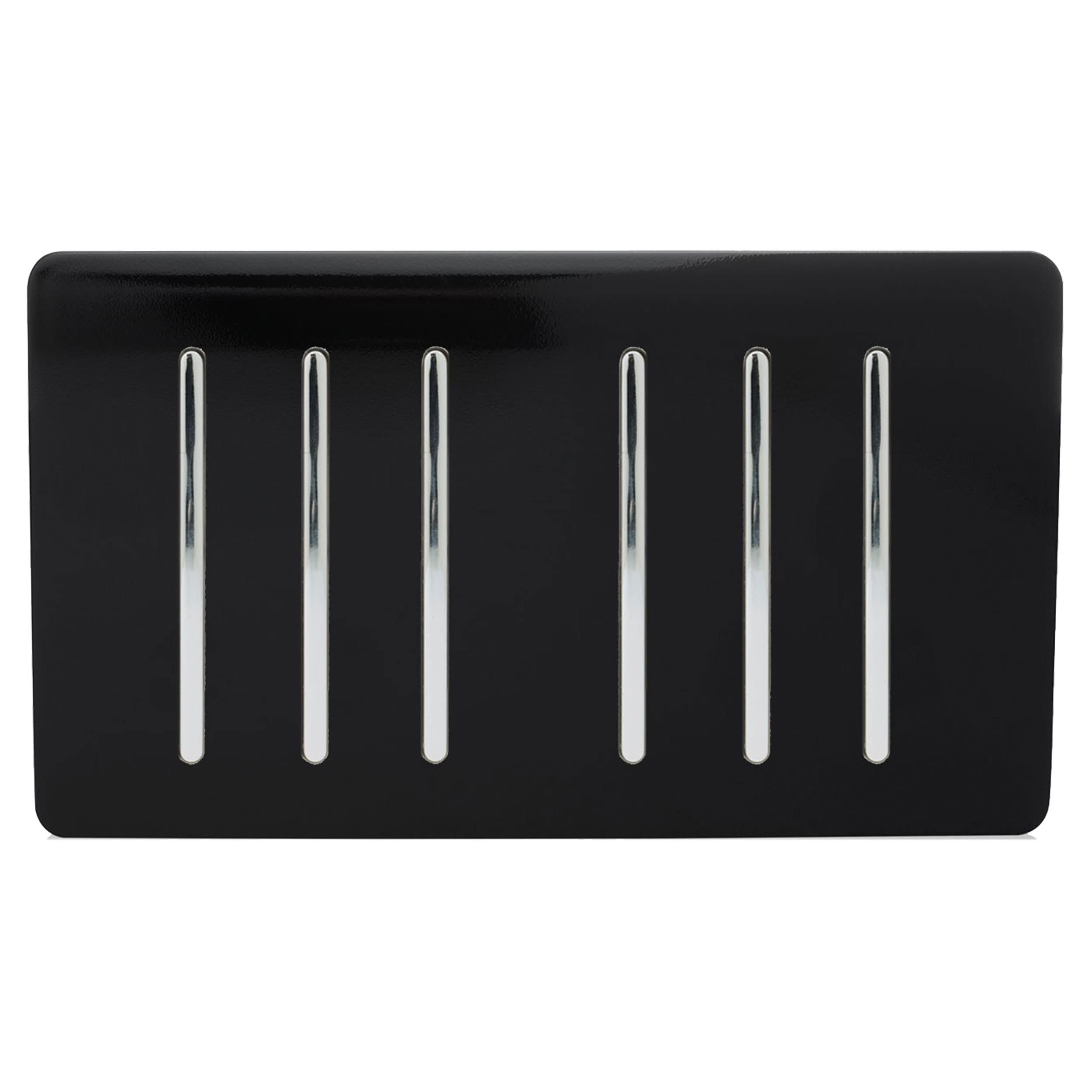 Trendi 6 Gang 2 way 240V Screwless Raised Front Twin Plate Plastic Artistic Modern Glossy 10 Amp Chrome Rocker Electrical Wall Light Switch Piano Black - ART-SS66BK