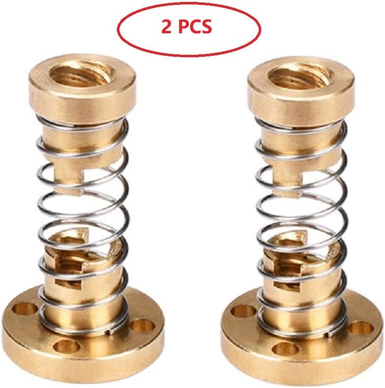 Bolsen 2 PCS T8 Anti Backlash Spring Loaded Nut Elimination Gap Nut for 8mm Acme Threaded Rod Lead Screws DIY CNC 3D Printer Parts