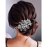 Octwine Bride Wedding Rhinestone Leaf Flower Hair Clip Gold Silver Hair Clip Rhinestone Crystal Hair Comb Wedding Party Prom Hair Headpiece Bridal Wedding Hair Accessories for Women (Silver)