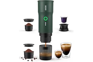 BREVOY Portable Electric Espresso Machine, Ground Coffee & Capsule, Self-Heating, 20 Bar 12V Mini Car Travel Coffee Maker with 9000mAh Battery-Ideal for Camping, RV, Hiking, Office