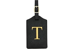 CHOIEO Luggage Tag PU Leather for Suitcase Baggage Handbag Travel Bag Label Suitcase Tag Suitcase Label Tag w. Name Card & Privacy Cover (T)