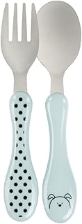 LÄSSIG Kinderbesteck Set 2-teilig Löffel Gabel Edelstahl Kunststoffgriff/Cutlery Little Chums Dog, mint