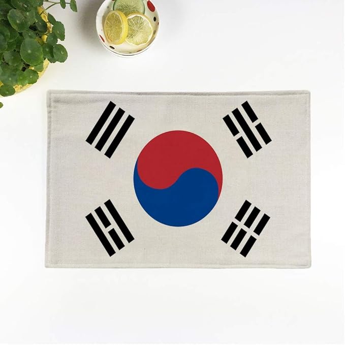 Awowee Set of 4 Placemats Asia South Korea Flag Asian