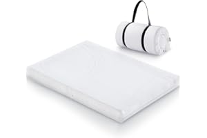 Ustenroya Pack and Play Mattress (38x26 inches), Dual-Sided Memory & High-Density Foam, Machine-Washable Removable Cover with Travel Strap; for Babies & Toddlers
