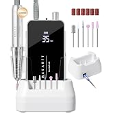Makartt Professional Nail Drill for Nail Techs: 35000RPM E-File, Black | 60W Coreless Motor, Stepless Speed, 2-in-1 Desktop &amp; Portable, 14H Battery, F&amp;R, Quiet, Fast Acrylic Removal, Salon Home Use