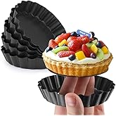 Gutsdoor Mini Tart Pan 4 Inch with Removable Bottom Quiche Pan Nonstick Round Quiche Pie Pan Set of 6