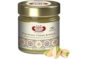 Alma Gourmet Sicilian Pistachio Cream Spread - Pistachio Spreadable Cream Imported from Italy - Ideal to Spread on Bread, Biscuits, Waffles, Pancakes, Croissant, Cookies, Muffins and Crepes - Perfect to Garnish Ice Cream, Frappé, Cakes and Cheesecakes - 7.05oz (200g) (Pack of 1)