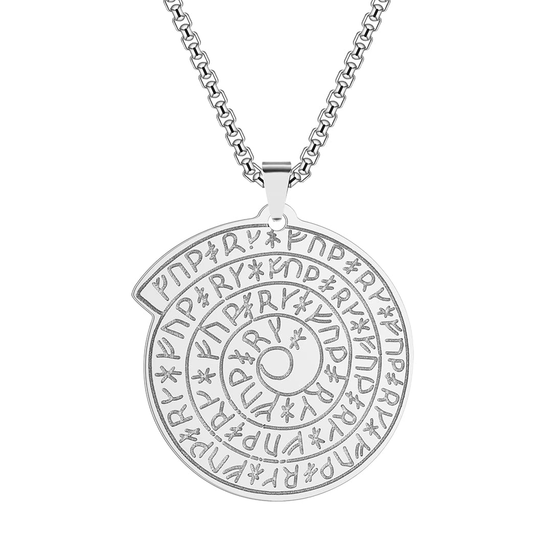 Viking Calendar Rune Necklace for Women Men Boys the Witcher Medallion Pendants 316L Stainless Steel Hip Hop Jewellry Chains for Men (305S)