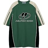 Aelfric Eden Oversized Graphic Tees Men Contrast Color Speedway Racing Tee Unisex Streetwear Tshirt Patchwork Polo Tee