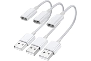 KUXIYAN USB C Female to USB Male Adapter (3-Pack),Type C to USB A Charger Cable Adapter,Compatible with iPhone 16 15 Pro 13 12 Plus Max,iPad,Samsung Galaxy Note 10 S23 S22 S21 Plus,Google Pixel(White)