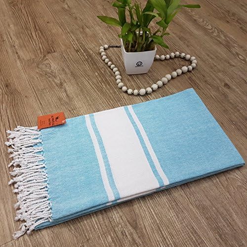 Ultimate All Turkish Towel Peshtemal Bath Towel Beach Towels Hammam Spa Pool Sauna Gym Cotton Fouta Bath towels Baby Towel Kikoy Pareo Picnic Blanket (Classic - Turquoise)