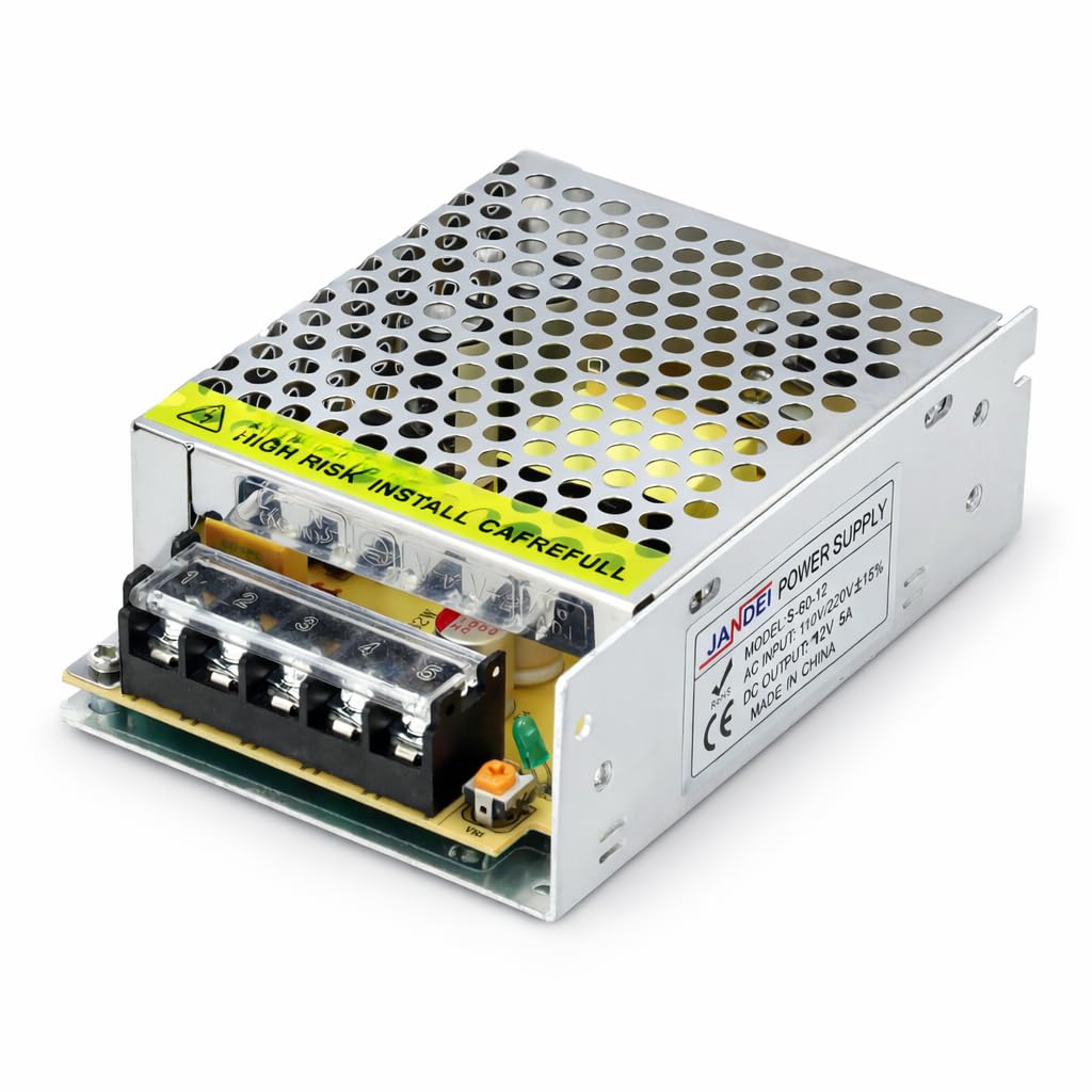 Jandei - Transformer Power Supply 110/220V AC to 12V DC 60W 5A, Indoor Installation IP20 for Led Strip, Neon or Low Voltage Devices