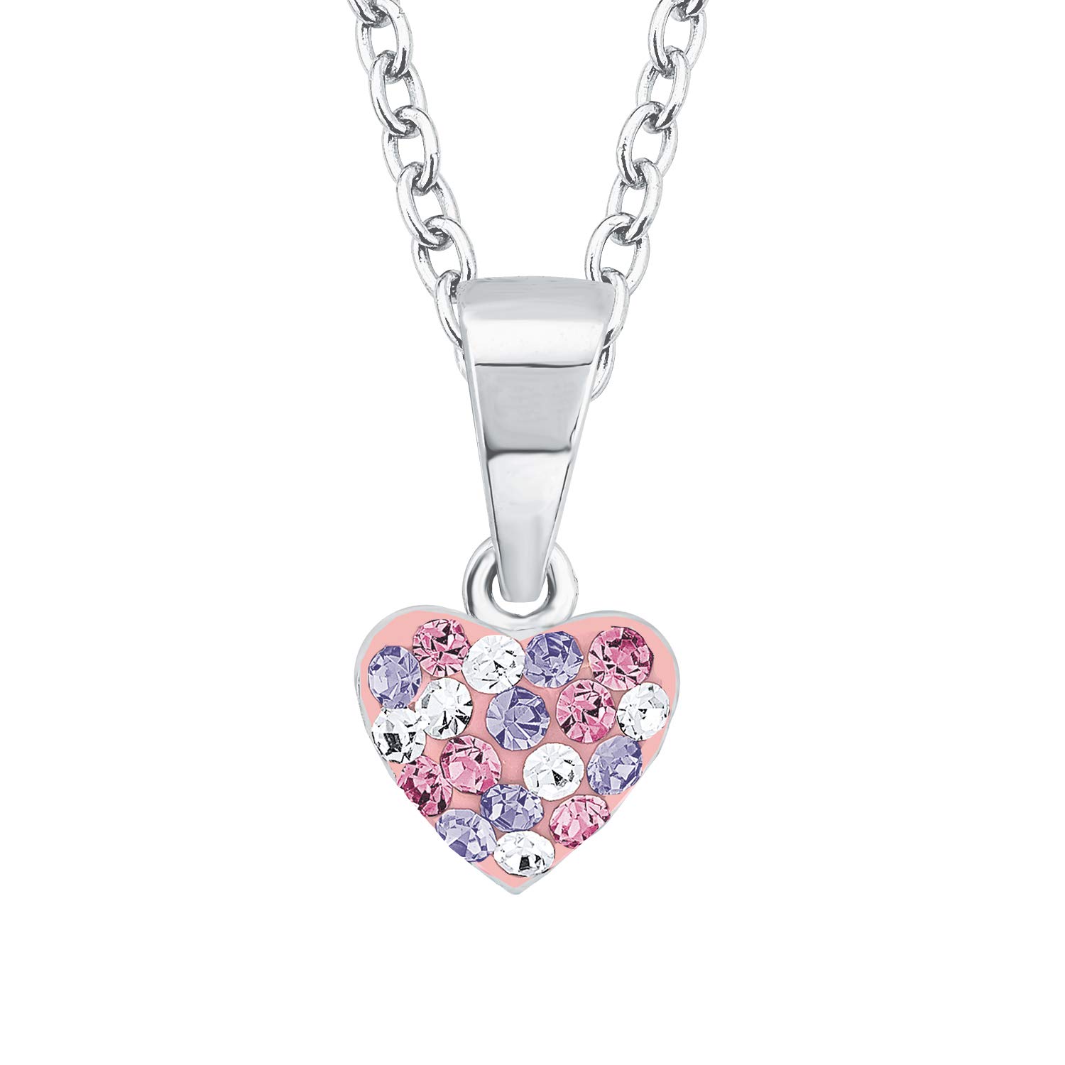 Prinzessin Lillifee necklace with pendant 925 sterling silver girls' children's necklace, with Preciosa, 35+3 cm, silver, heart, comes in jewelry gift box 2013171 โ image 1