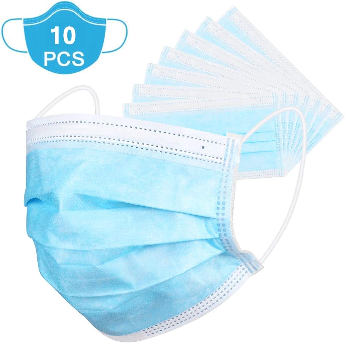 Face cover for daily use (Pack of 10, Blue)